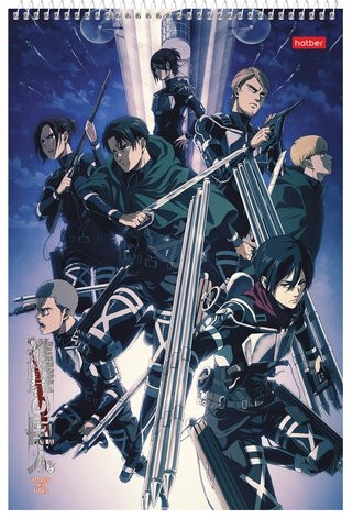 Альбом для рисования А4, 30 листов, спираль, обложка картон, HATBER, 205х300 мм, "Атака Титанов" (микс), 30А4Всп