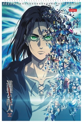 Альбом для рисования А4, 30 листов, спираль, обложка картон, HATBER, 205х300 мм, "Атака Титанов" (микс), 30А4Всп