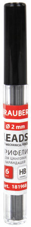 Грифели для цангового карандаша 2 мм, HB, КОМПЛЕКТ 6 шт., в тубе, BRAUBERG, 181968