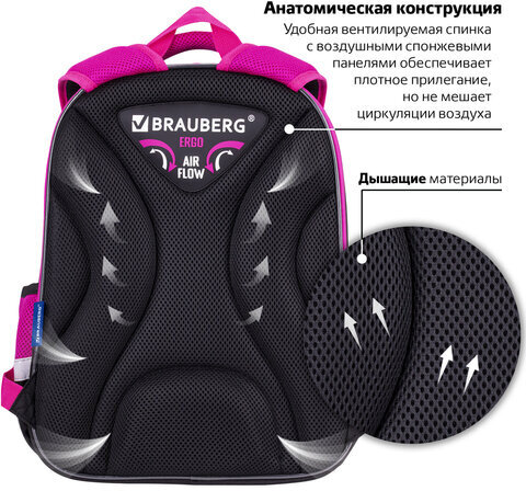 Ранец BRAUBERG QUADRO, 3 отделения, с брелоком, "Black cat", 37х28х18 см, 271358