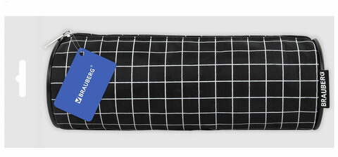 Пенал-косметичка BRAUBERG, Checkered, черный, 20х7х7см, 272298