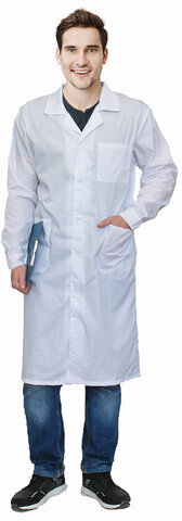 Халат медицинский мужской белый, тиси, размер 48-50, рост 170-176, плотность 120 г/м2, 610760