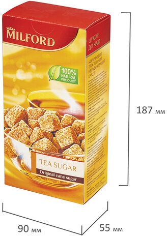 Сахар-рафинад MILFORD 0,5 кг, тростниковый, картонная упаковка, 979