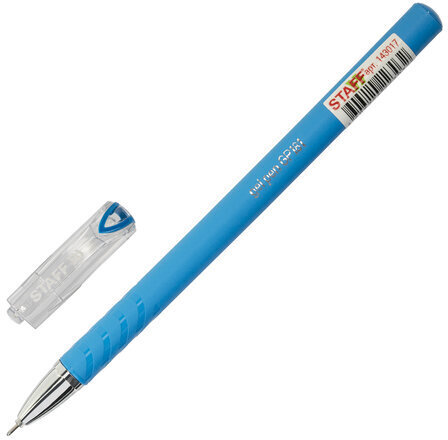 Ручка гелевая STAFF "College" GP-181, СИНЯЯ, корпус синий, игольчатый узел 0,6 мм, линия письма 0,3 мм, 143017