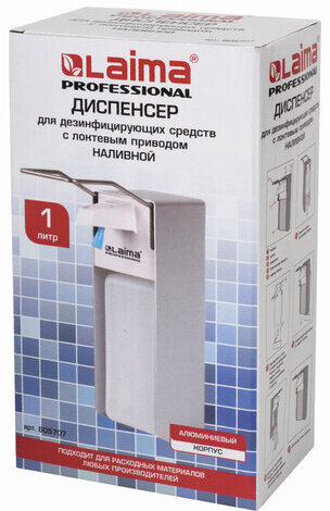 Дозатор локтевой для антисептика и дезинфицирующих средств, с еврофлаконом 1 л, LAIMA, металл, 605707