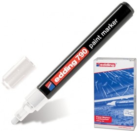 Маркер-краска лаковый EDDING "790", 2-4 мм, БЕЛЫЙ, круглый наконечник, пластиковый корпус, E-790/49