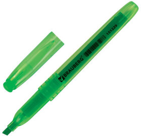 Текстовыделитель BRAUBERG &quot;Vivid&quot;, ЗЕЛЕНЫЙ, круглый корпус, линия 1-3 мм, 151229