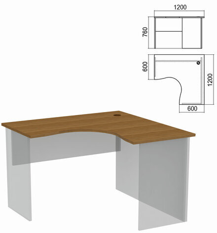 Стол компактный ЧАСТЬ 1 "Арго", 1200х1200х760 мм, правый, орех, А-203.60