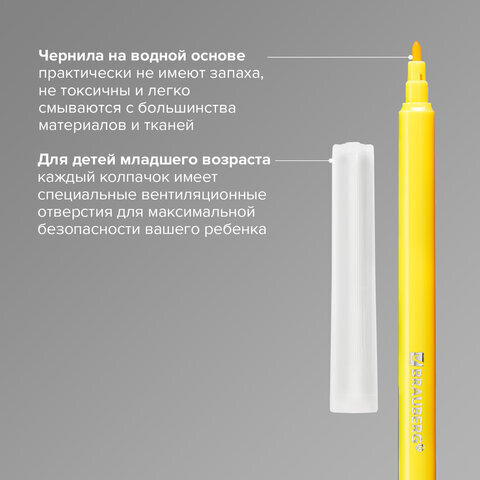 Фломастеры BRAUBERG "PREMIUM", 12 цветов, КЛАССИЧЕСКИЕ, вентилируемый колпачок, ПВХ-упаковка с европодвесом, 151934
