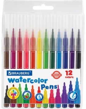 Фломастеры BRAUBERG "PREMIUM", 12 цветов, КЛАССИЧЕСКИЕ, вентилируемый колпачок, ПВХ-упаковка с европодвесом, 151934