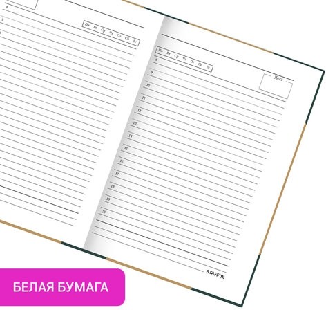 Ежедневник недатированный А5 145х215 мм, ламинированная обложка, 160 л., STAFF, "Под книгу", 115563