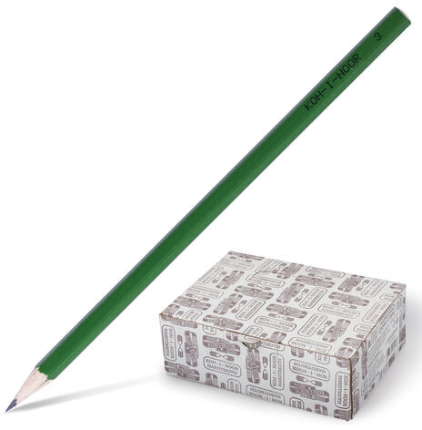 Карандаш чернографитный KOH-I-NOOR, 1 шт., H, корпус зеленый, заточенный, 1702003005KK