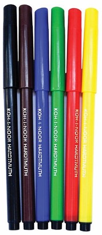 Фломастеры KOH-I-NOOR "TEENAGE" 1002, 6 цветов, смываемые, картонная упаковка, европодвес, 771002JF23KS