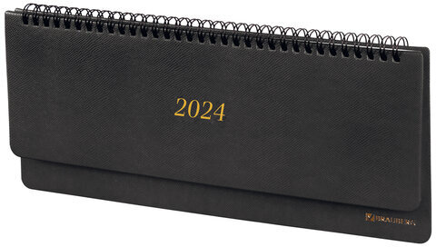 Планинг датированный 2024 305х140 мм BRAUBERG "Iguana", под кожу, черный, 114808