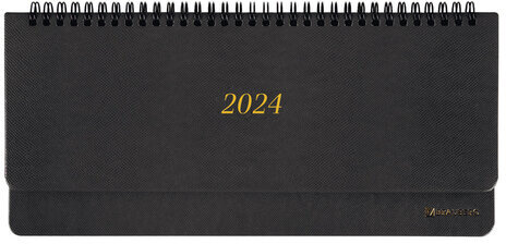 Планинг датированный 2024 305х140 мм BRAUBERG "Iguana", под кожу, черный, 114808