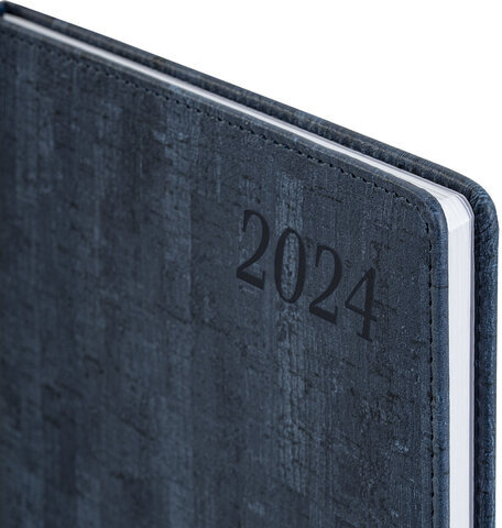 Еженедельник датированный 2024 БОЛЬШОЙ ФОРМАТ А4 210х297 мм, BRAUBERG "Wood", под кожу, синий, 115011
