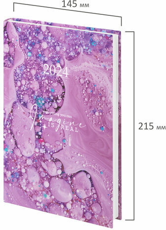 Ежедневник датированный 2024 145х215 мм, А5, STAFF, ламинированная обложка, "Imagination", 115141