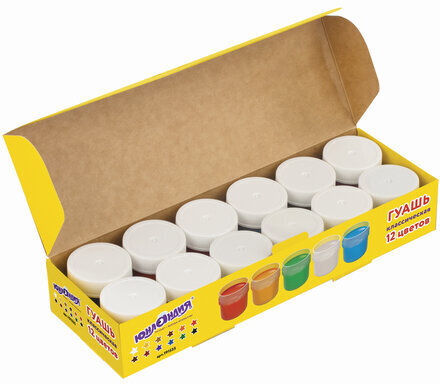 Гуашь ЮНЛАНДИЯ "ЮНЛАНДИК-ХУДОЖНИК", 12 цветов по 25 мл, 191535