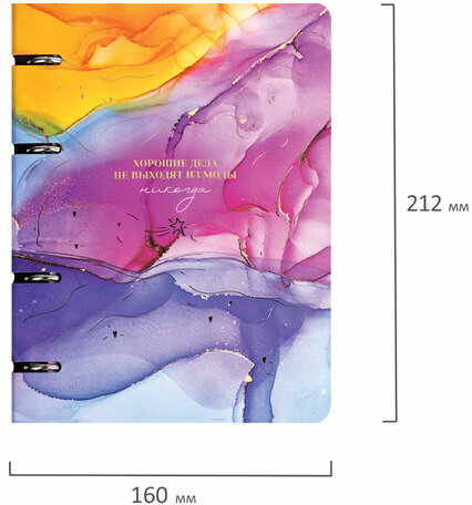 Тетрадь на кольцах А5 160х212 мм, 120 листов, картон, фольга, клетка, BRAUBERG, "Liquid art", 404738