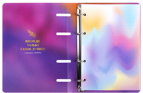 Тетрадь на кольцах А5 160х212 мм, 120 листов, картон, фольга, клетка, BRAUBERG, "Liquid art", 404738