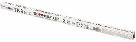 Лампа-трубка светодиодная SONNEN, 9 Вт, 30000 ч, 60 см, нейтральный белый (аналог 18 Вт люминесцентной лампы), LED T8-9W-4000-G13, 453715