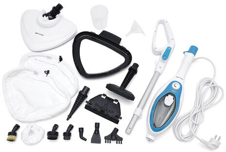 Паровая швабра KITFORT KT-1004-1, 1500 Вт, 1 бар, объем 0,35 л, голубая