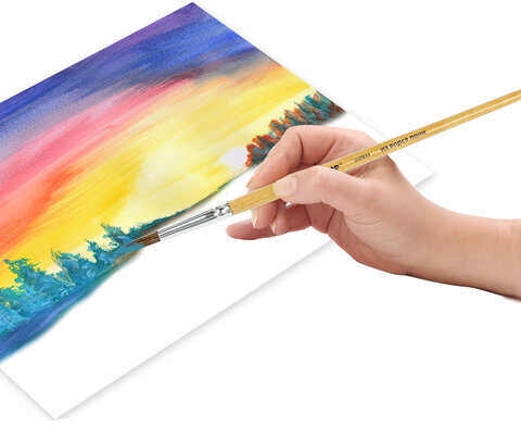 Кисть ПИФАГОР, ПОНИ, круглая, № 6, деревянная лакированная ручка, колпачок, пакет с подвесом, 200835