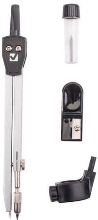 Готовальня BRAUBERG "Architect", 4 предмета: циркуль 135 мм, держатель для карандашей, точилка, грифель, 210657