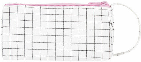 Пенал-косметичка BRAUBERG с ручкой, 1 откидная планка, полиэстер, 22x10х8 см, "Checkered white", 271558