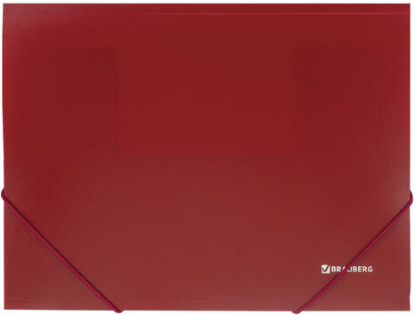 Папка на резинках BRAUBERG, стандарт, красная, до 300 листов, 0,5 мм, 221622
