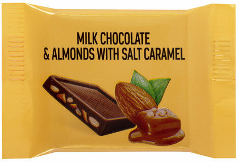 Шоколад порционный O'ZERA "Milk & Almonds" с миндалем и соленой карамелью, 1,2 кг, РРХ544