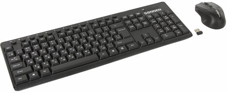 Набор беспроводной SONNEN K-648, клавиатура 117 клавиш, мышь 4 кнопки 1600 dpi, черный, 513208
