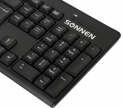 Набор беспроводной SONNEN K-648, клавиатура 117 клавиш, мышь 4 кнопки 1600 dpi, черный, 513208