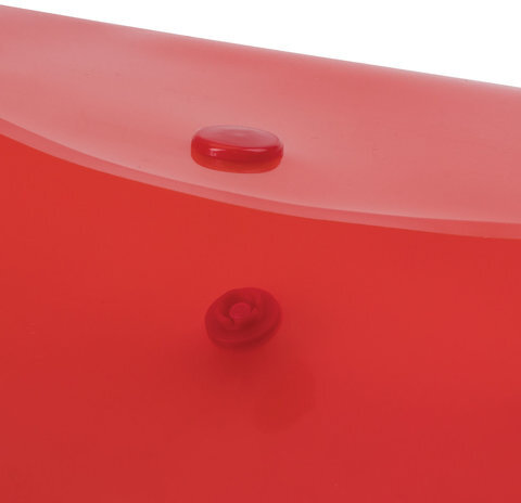 Папка-конверт с кнопкой BRAUBERG, А4, до 100 листов, прозрачная, красная, СВЕРХПРОЧНАЯ 0,18 мм, 224812