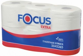 Бумага туалетная, спайка 6 шт., 2-слойная (6х48 м) Focus Extra, белая, 5067596, 5042265/5067596