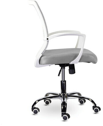 Кресло BRABIX "Wings MG-306", пластик белый, хром, сетка, серое, 532012