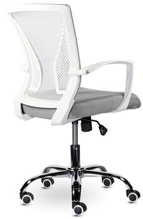 Кресло BRABIX "Wings MG-306", пластик белый, хром, сетка, серое, 532012