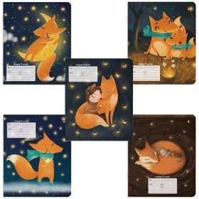 Тетрадь 18 л. АЛЬТ линия, тиснение фольгой, "ВОЛШЕБНЫЕ ЛИСЫ" (5 видов), 7-18-773/2