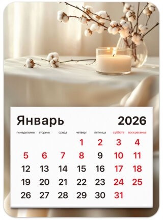 Календарь отрывной на магните на 2026 г., BRAUBERG, 130x180 мм, склейка, "Уют", 117290