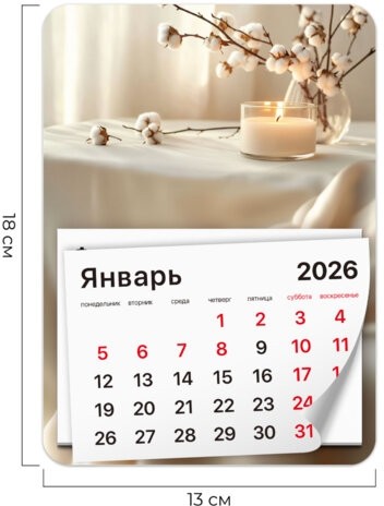 Календарь отрывной на магните на 2026 г., BRAUBERG, 130x180 мм, склейка, "Уют", 117290
