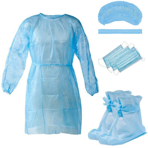 Комплект одежды защитный стерильный (халат, шапочка, маска, бахилы), NF