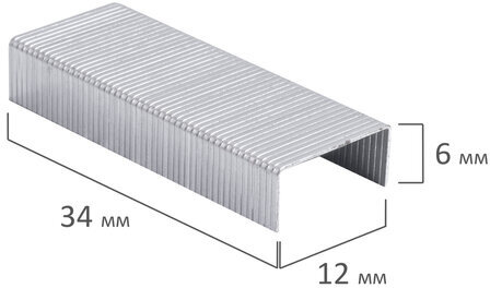 Скобы для степлера цинковое покрытие №24/6, 1000 штук, BRAUBERG "EXTRA", до 30 листов, 229299