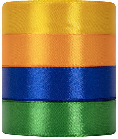 Лента атласная ширина 25 мм, набор №2 4 цвета по 23 м, BRAUBERG, 591502