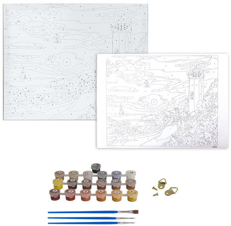 Картина по номерам 40х50 см, ОСТРОВ СОКРОВИЩ "Морской закат", на подрамнике, акриловые краски, 3 кисти, 662498