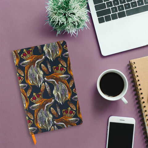 Ежедневник недатированный А5 (138х213 мм), BRAUBERG VISTA, под кожу, гибкий, 136 л., "Fox king", 112023