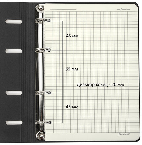 Тетрадь на кольцах А5 (180х220 мм), 80 л., под кожу, BRAUBERG VISTA, "Meow", 112127