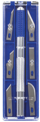 Нож макетный ОСТРОВ СОКРОВИЩ, 6 разновидностей лезвий, металл, пластиковый футляр, 237161