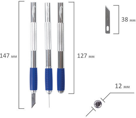 Нож макетный ОСТРОВ СОКРОВИЩ, 6 разновидностей лезвий, металл, пластиковый футляр, 237161