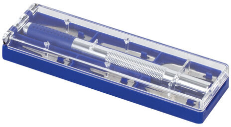 Нож макетный ОСТРОВ СОКРОВИЩ, 6 разновидностей лезвий, металл, пластиковый футляр, 237161