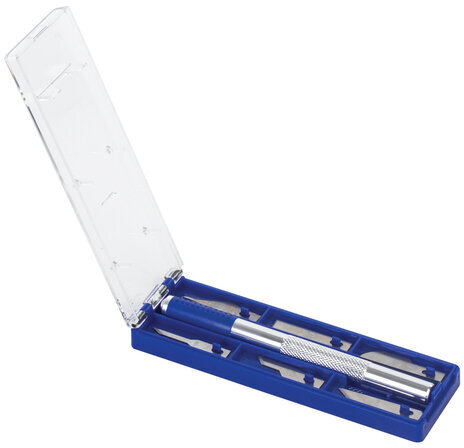 Нож макетный ОСТРОВ СОКРОВИЩ, 6 разновидностей лезвий, металл, пластиковый футляр, 237161